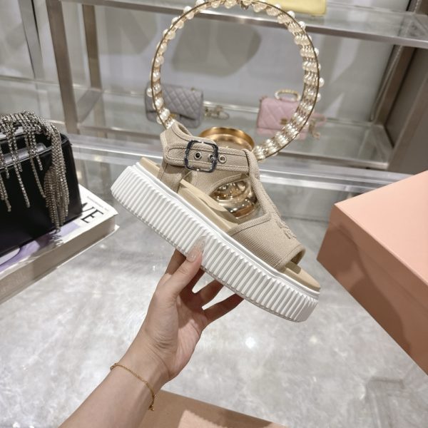 MIUMIU DENIM FLATFORM SANDALS COLONIAL BEIGE 5X402E CSL F0044 F 045