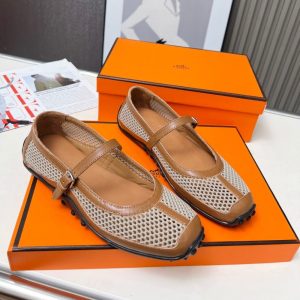HERMES KICHU BALLET FLATS BEIGE LIN H251170Z 7K380