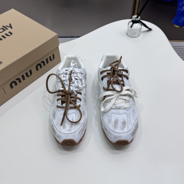 MIU MIU X NEW BALANCE 530 SL LEATHER SNEAKERS WHITE AND BROWN 5E165E 3F33 F0009 F D005