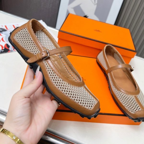 HERMES KICHU BALLET FLATS BEIGE LIN H251170Z 7K380