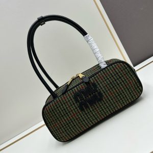 MIU MIU BEAU TOP HANDLE TRATAN BAG GREEN 28CM 5BB173 2DU5 F0466 V OWH