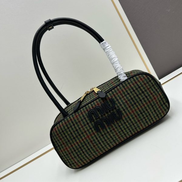 MIU MIU BEAU TOP HANDLE TRATAN BAG GREEN 28CM 5BB173 2DU5 F0466 V OWH