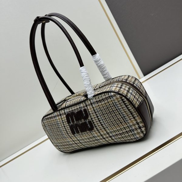 MIU MIU BEAU TOP HANDLE TRATAN BAG BEIGE 28CM