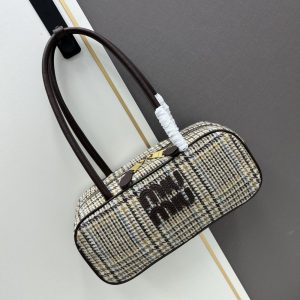 MIU MIU BEAU TOP HANDLE TRATAN BAG BEIGE 28CM