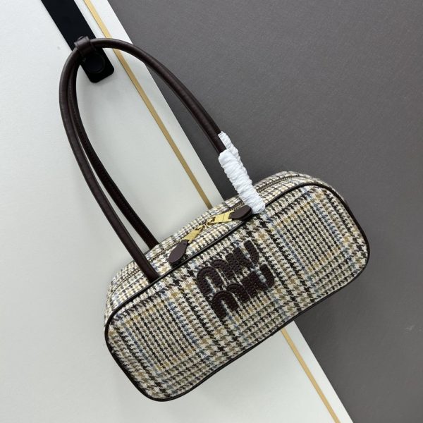 MIU MIU BEAU TOP HANDLE TRATAN BAG BEIGE 28CM