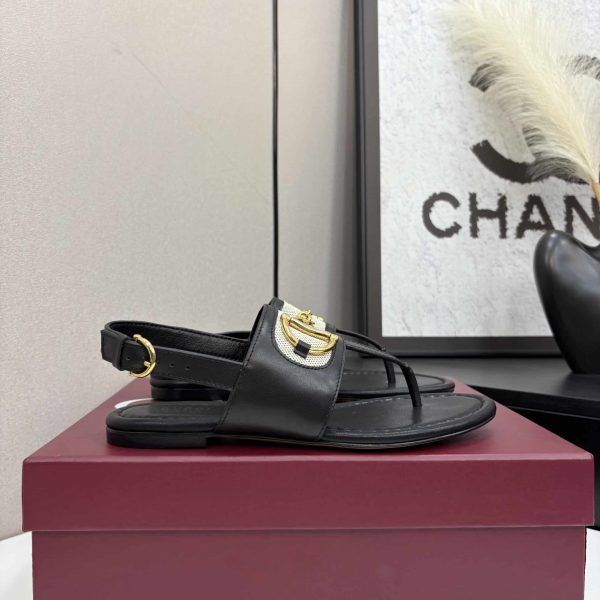 GUCCI WOMEN’S THONG SANDAL WITH HORSEBIT BLACK 834431 AAEZJ 1072