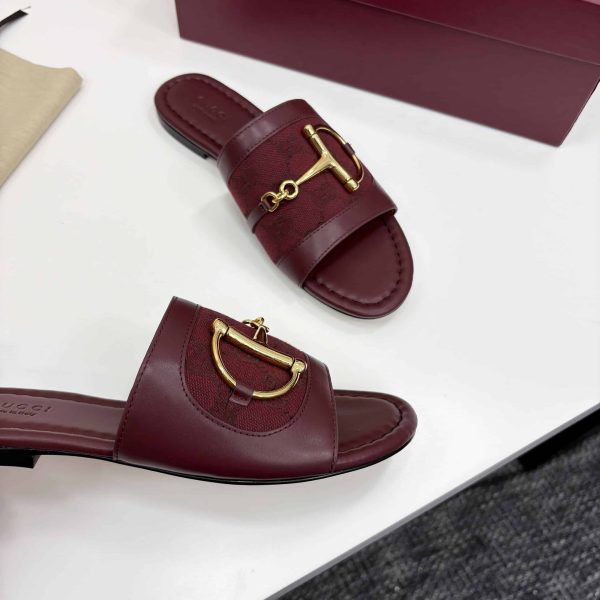 GUCCI WOMEN’S SLIDE SANDAL WITH HORSEBIT ROSSO ANCORA RED 834427 AAE04 6273
