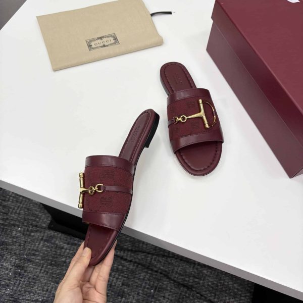 GUCCI WOMEN’S SLIDE SANDAL WITH HORSEBIT ROSSO ANCORA RED 834427 AAE04 6273