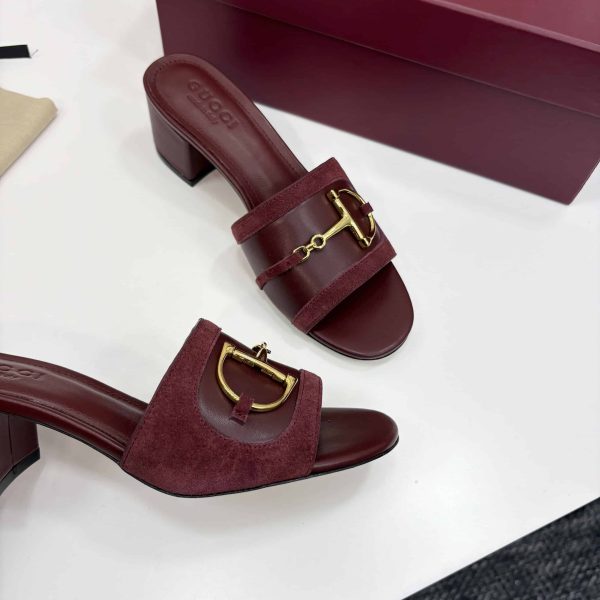 GUCCI WOMEN’S SLIDE SANDAL WITH HORSEBIT ROSSO ANCORA RED  834421 AAEXM 6207