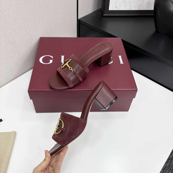 GUCCI WOMEN’S SLIDE SANDAL WITH HORSEBIT ROSSO ANCORA RED  834421 AAEXM 6207