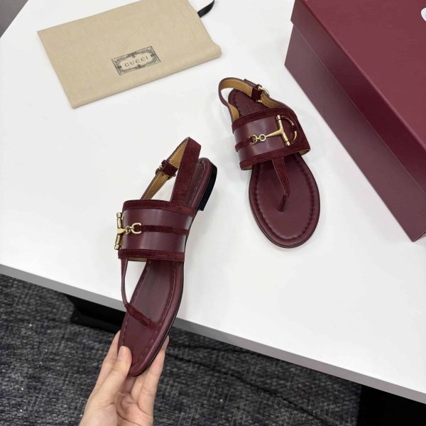 GUCCI WOMEN’S THONG SANDAL WITH HORSEBIT ROSSO ANCORA RED 834431 AAEXM 6207