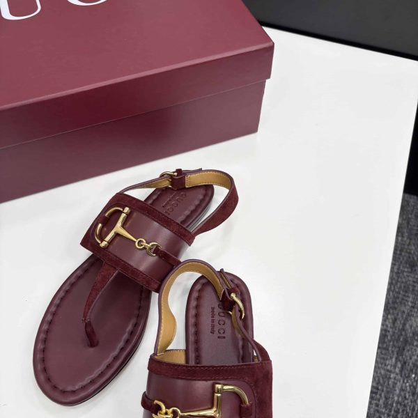 GUCCI WOMEN’S THONG SANDAL WITH HORSEBIT ROSSO ANCORA RED 834431 AAEXM 6207