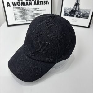 LOUIS VUITTON MONOGRAM DENIM BASEBALL CAP IN WASHED BLACK