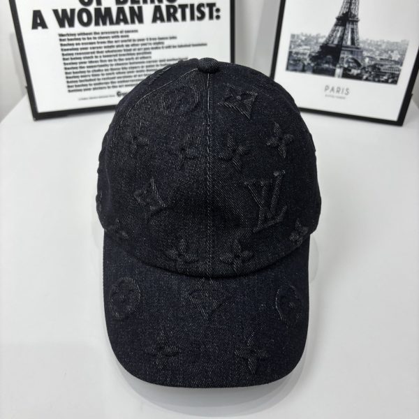 LOUIS VUITTON MONOGRAM DENIM BASEBALL CAP IN WASHED BLACK