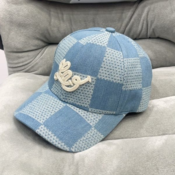LOUIS VUITTON DAMIER DENIM 3D BASEBALL CAP DENIM BLUE M7534M