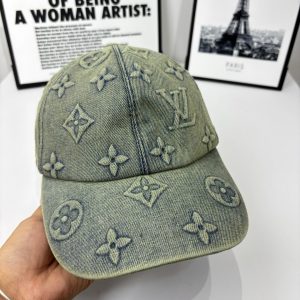 LOUIS VUITTON MONOGRAM DENIM BASEBALL CAP IN WASHED BLUE
