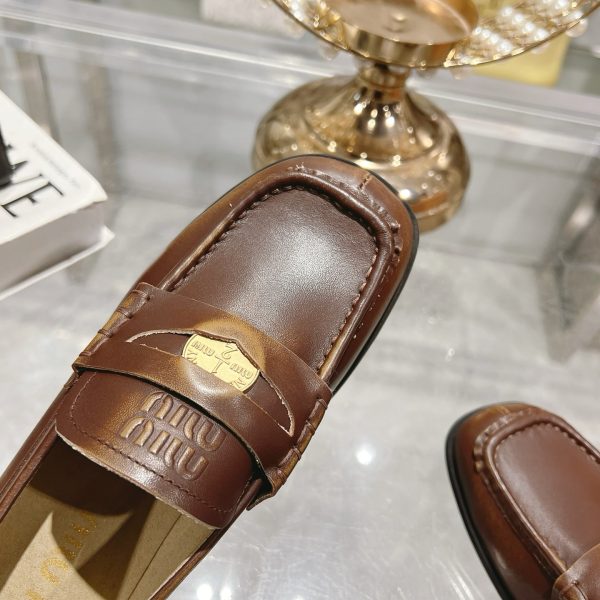 MIUMIU LEATHER LOAFERS BROWN