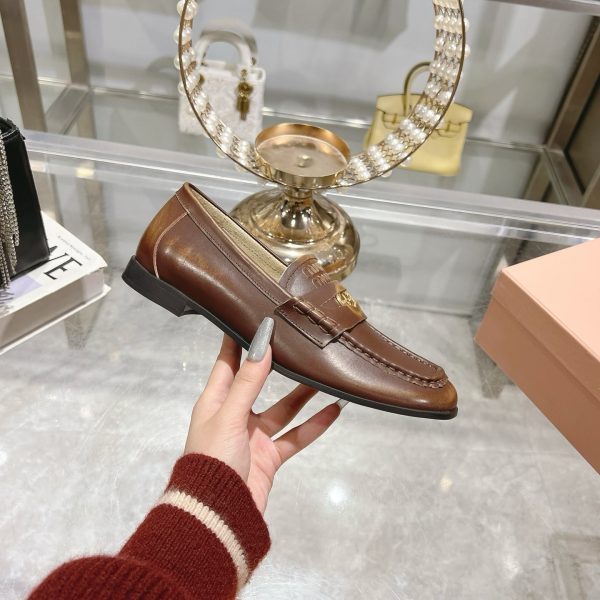 MIUMIU LEATHER LOAFERS BROWN