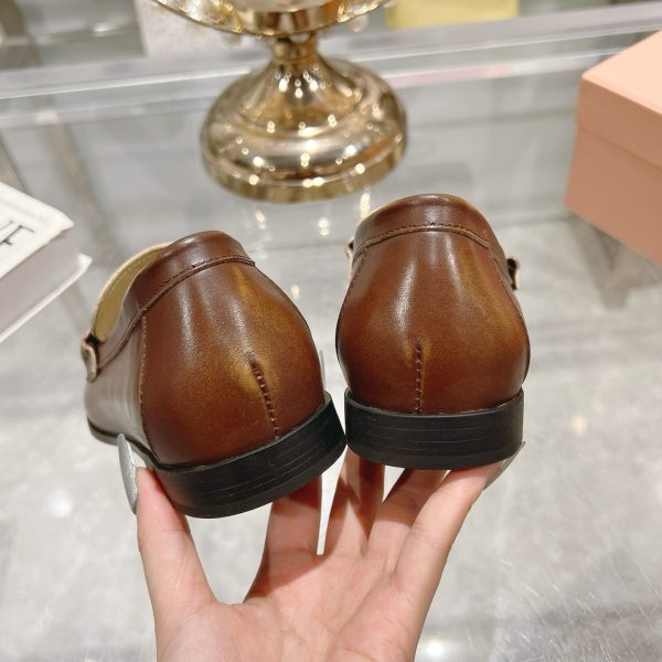 MIUMIU LEATHER LOAFERS BROWN