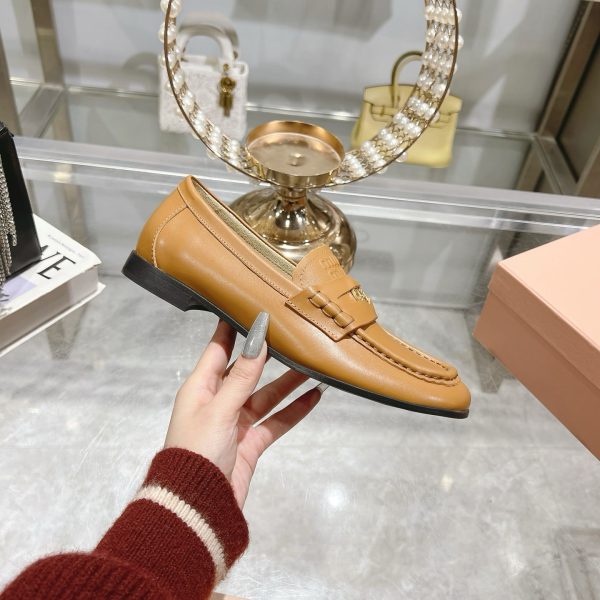 MIUMIU LEATHER LOAFERS COGNAC 5D398E 248 F0046 F 010