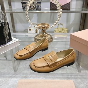 MIUMIU LEATHER LOAFERS COGNAC 5D398E 248 F0046 F 010