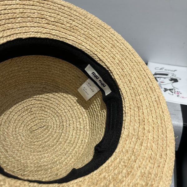 MIUMIU RIVIERA RAFFIA HAT NATURAL AND BLUE