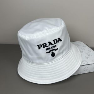 PRADA RE NYLON BUCKET HAT WHITE