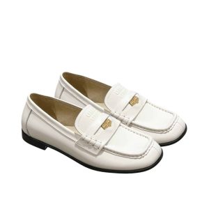 MIUMIU LEATHER LOAFERS WHITE
