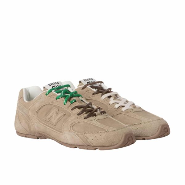 MIU MIU X NEW BALANCE 530 SL SUEDE SNEAKERS ECRU 5E165E Z5O F0379 F D005