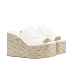 GUCCI WOMEN’S INTERLOCKING G SANDAL WHITE