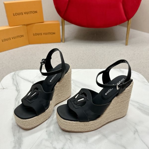 LOUIS VUIITON LV ISOLA WEDGE SANDAL NOIR 1ACI88