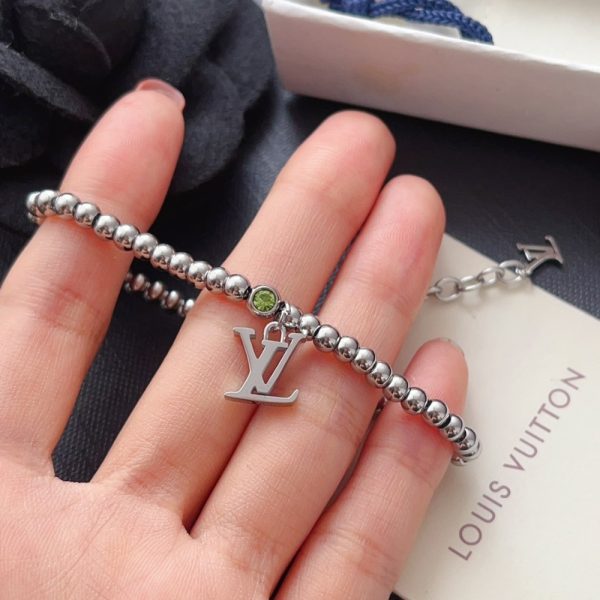LOUIS VUITTON NANO BEADS BRACELET IN SILVER TONE