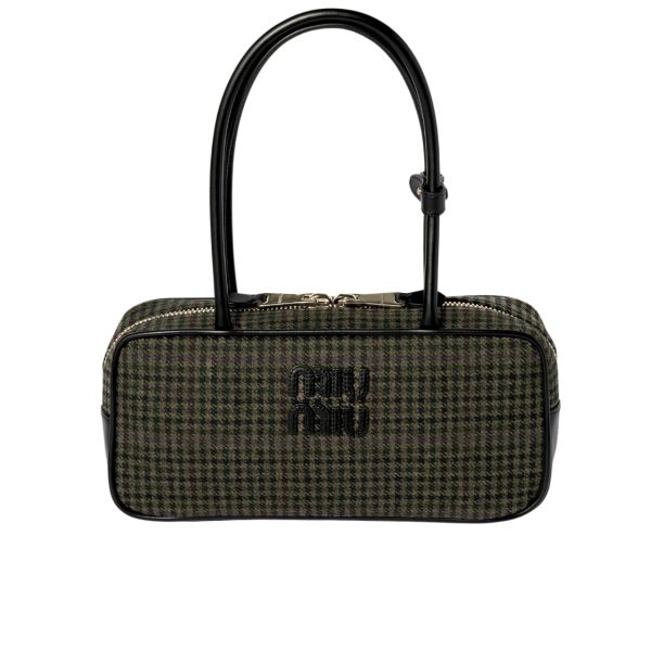 MIU MIU BEAU TOP HANDLE TRATAN BAG GREEN 28CM 5BB173 2DU5 F0466 V OWH