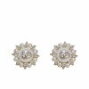 CHANEL SUNBURST PEARL AND CRYSTAL EARRINGS IN GOLD TONE