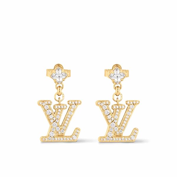 LOUIS VUITTON LADY LV EARRINGS GOLD TONE M01844