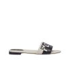 FENDI LOGO BICOLOR FLAT SANDALS WHITE
