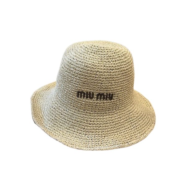 MIUMIU FABRIC WOVEN HAT BEIGE