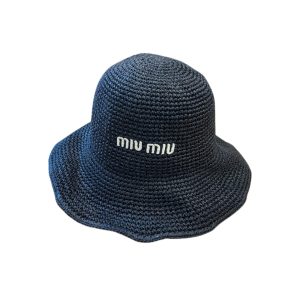 MIUMIU FABRIC WOVEN HAT BLACK
